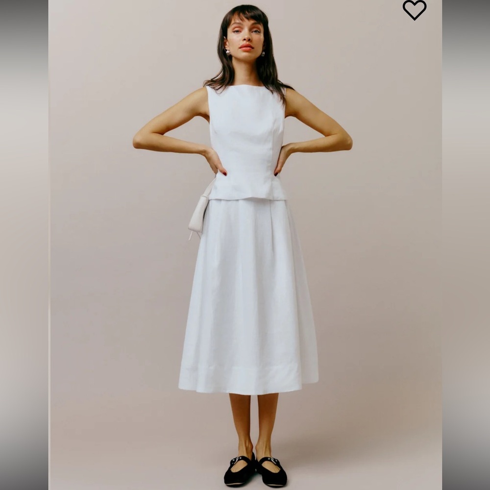 Reformation White Sleeveless Midi Dress